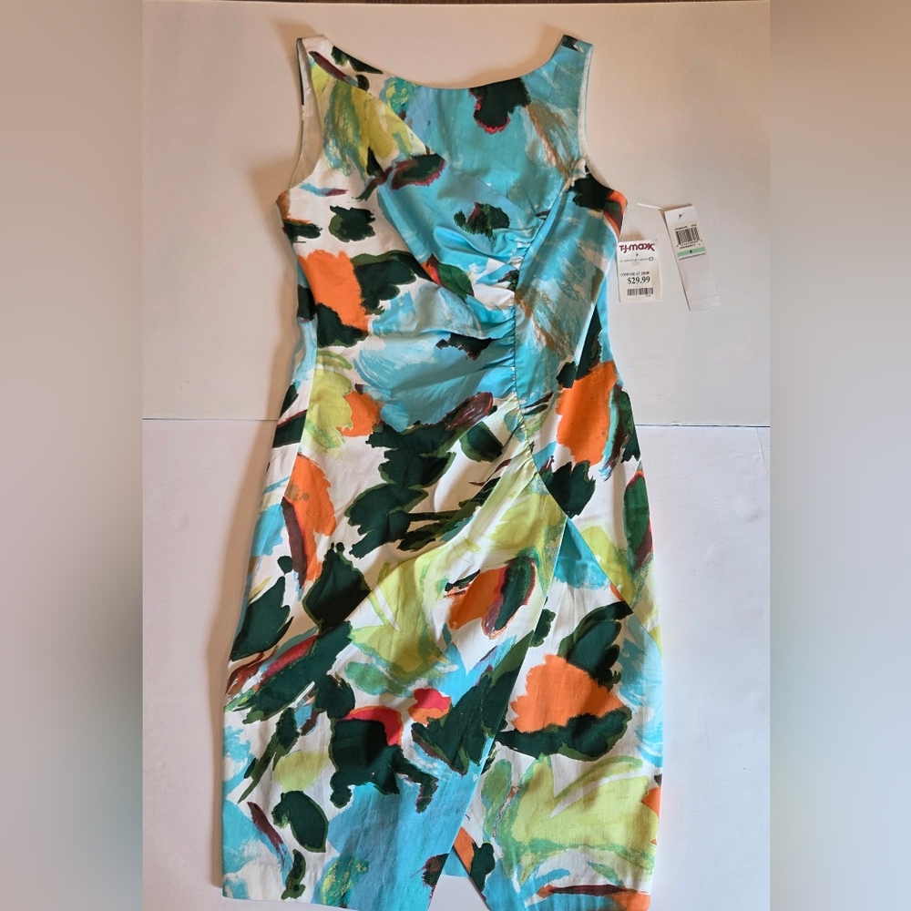 London Times Seath Dress in Blue, Orange, and Green